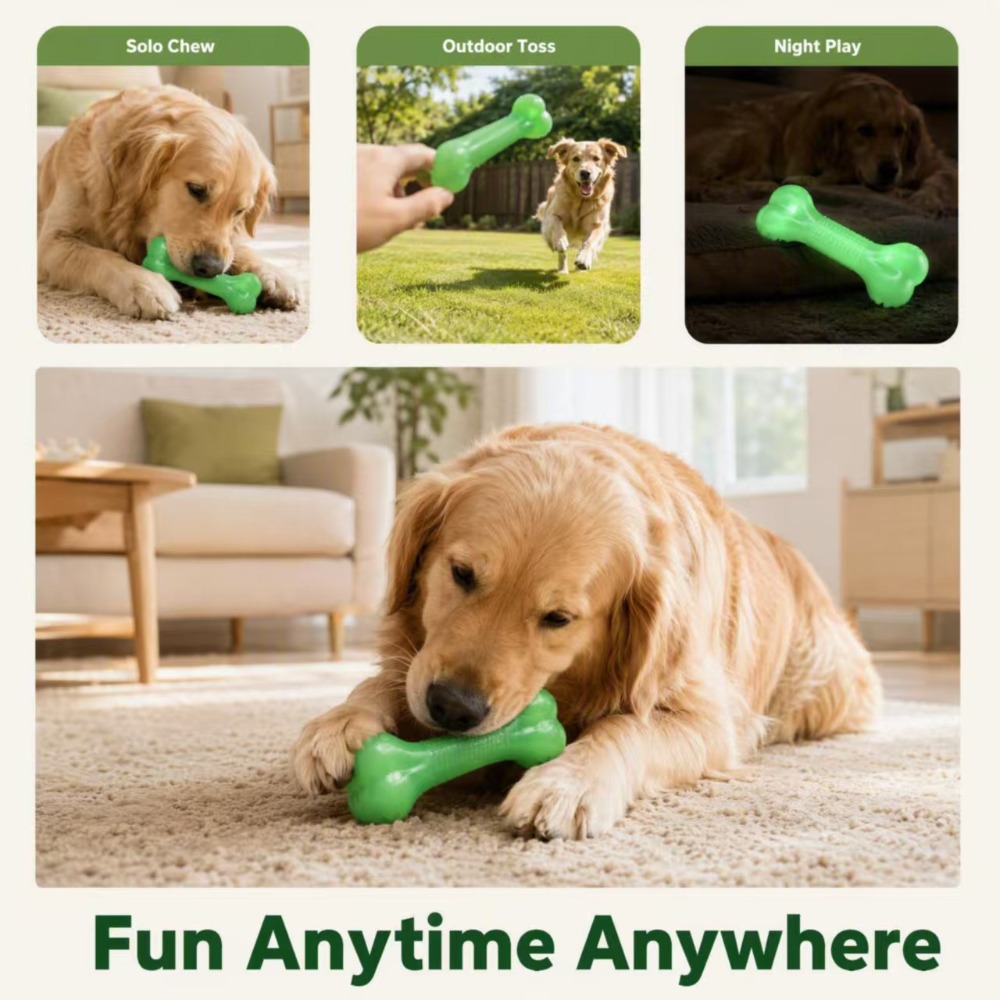 Glow in Dark TPR Dog Bone Toy, - огляд і ціна Teeth Cleaning Dog Chew Bone
